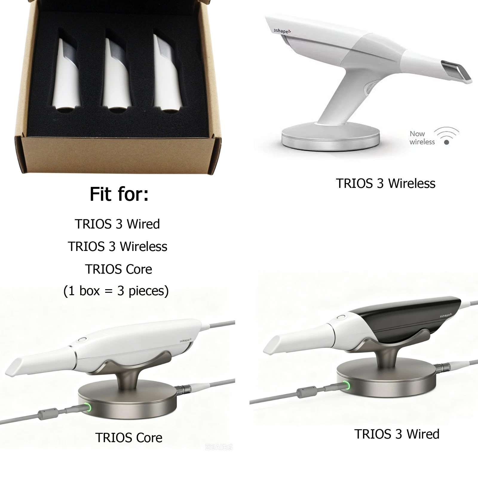 3Pcs/Box Replacement Dental Intraoral Scanner Tips With Mirror Fit 3Shape TRIOS 3 / TRIOS Core